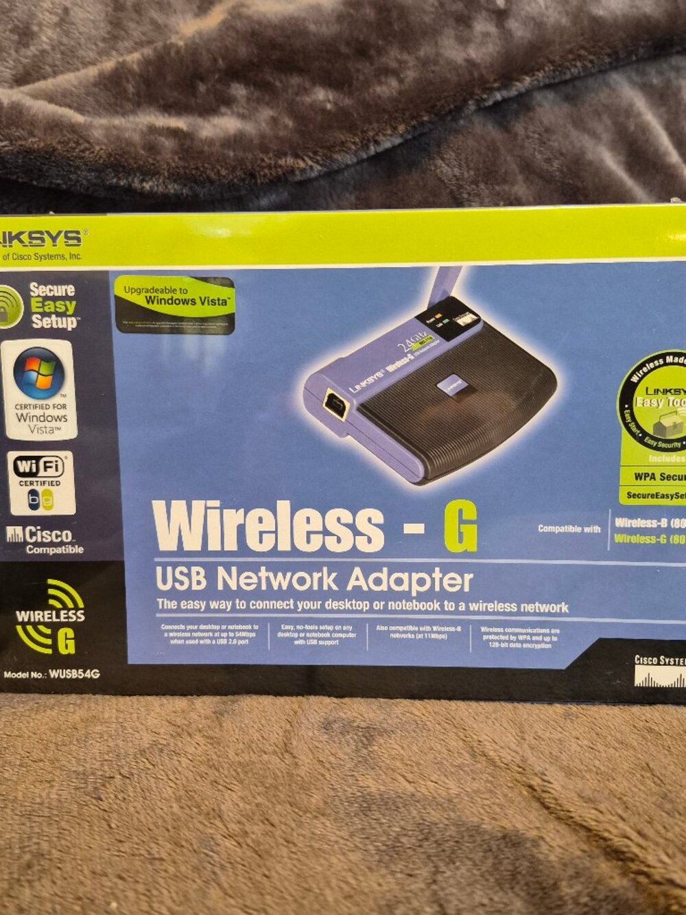 LINKSYS CISCO WIRELESS-G USB NETWORK ADAPTER WUSB54G 2.4Ghz 802.11g NEW SEALED